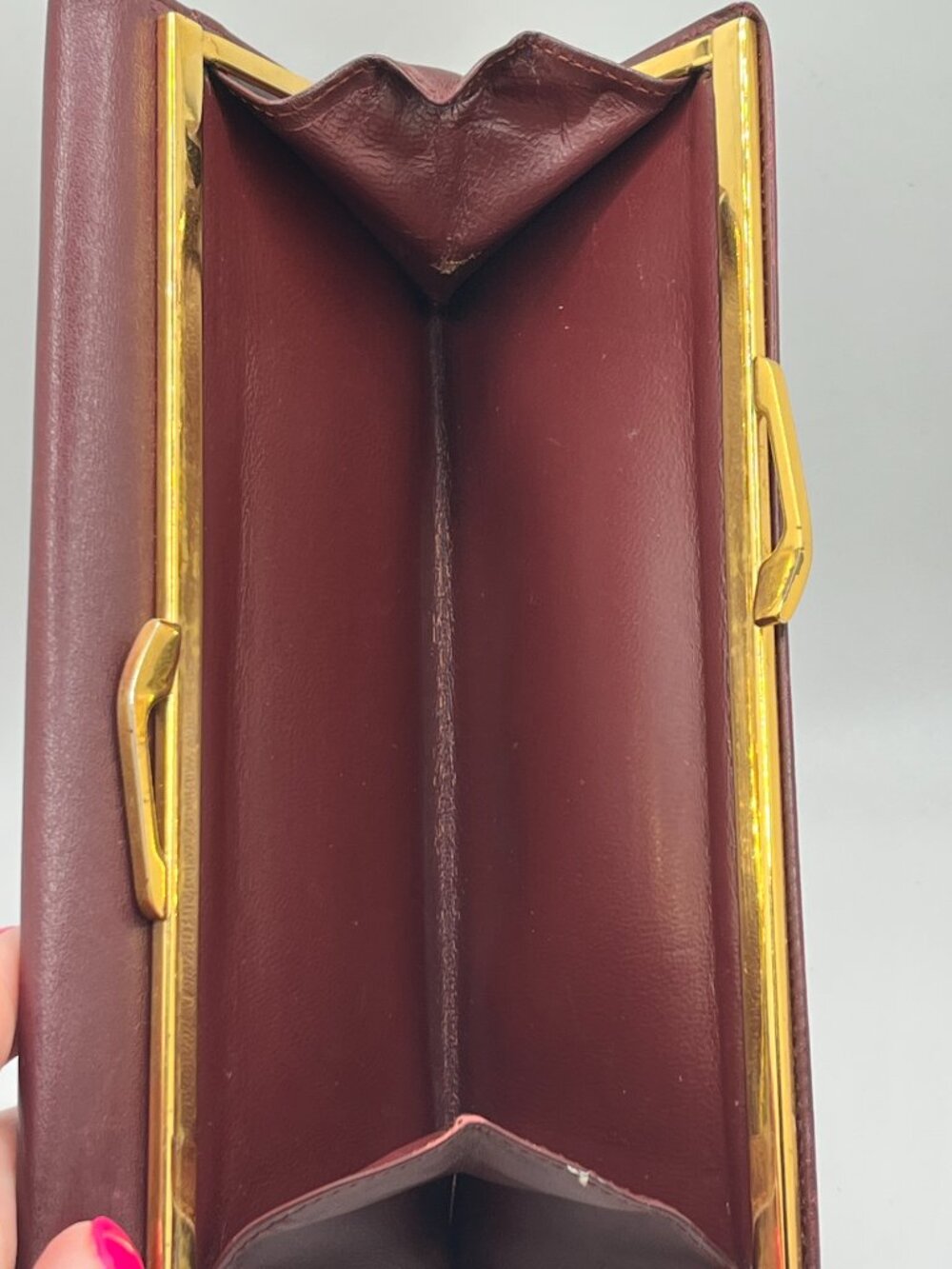 Vintage Cartier Must Line Burgundy Kisslock Long Wallet - Picture 9 of 15